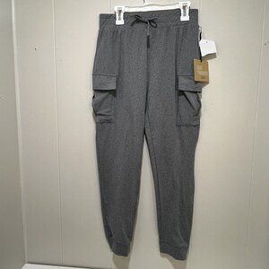 Youth Girl Gray Stretch Casual Cargo Combat Trousers Slim Fit Sport Jogger L 14